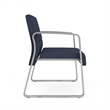 Waterfall Reception Waiting Sled Base Bariatic Chair / Silver Steel / Blue