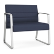 Waterfall Reception Waiting Sled Base Bariatic Chair / Silver Steel / Blue