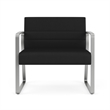 Waterfall Reception Waiting Sled Base Bariatic Chair / Silver Steel / Black