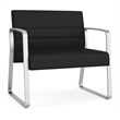 Waterfall Reception Waiting Sled Base Bariatic Chair / Silver Steel / Black