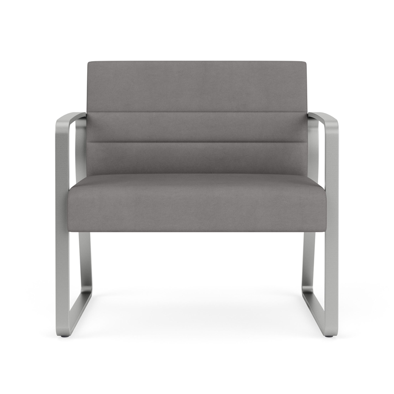 Waterfall Reception Waiting Sled Base Bariatic Chair / Silver Steel / Light Gray