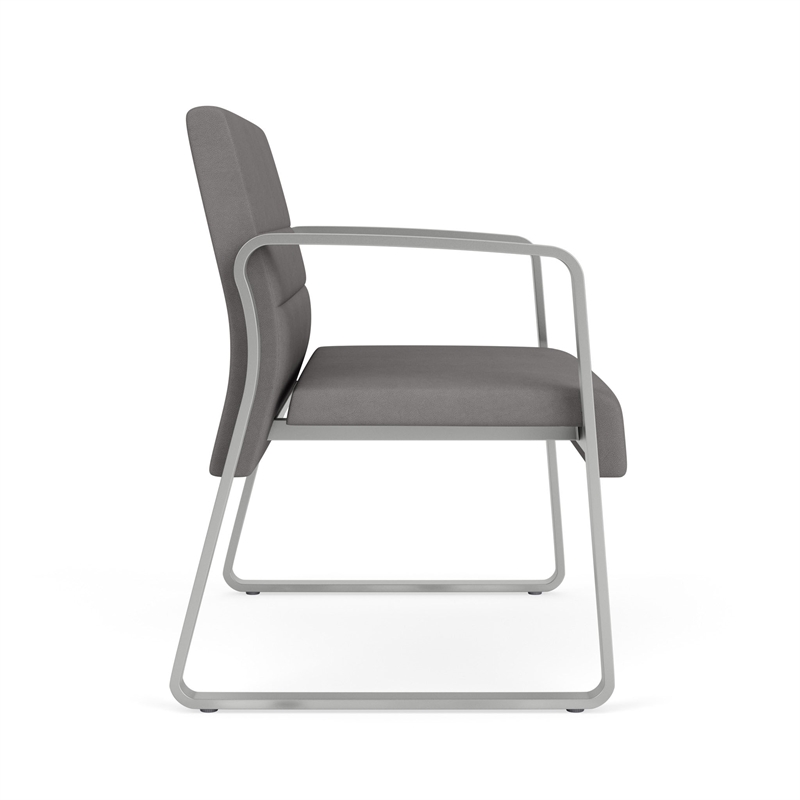 Waterfall Reception Waiting Sled Base Bariatic Chair / Silver Steel / Light Gray