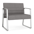 Waterfall Reception Waiting Sled Base Bariatic Chair / Silver Steel / Light Gray