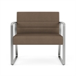 Waterfall Reception Waiting Sled Base Bariatic Chair / Silver Steel / Brown