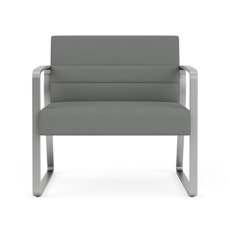Waterfall Reception Waiting Sled Base Bariatic Chair / Silver Steel / Light Gray