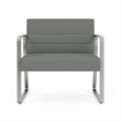 Waterfall Reception Waiting Sled Base Bariatic Chair / Silver Steel / Light Gray