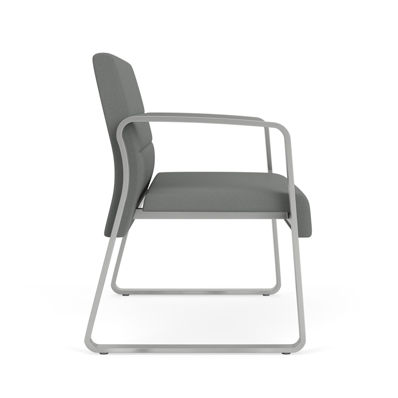 Waterfall Reception Waiting Sled Base Bariatic Chair / Silver Steel / Light Gray
