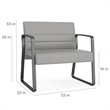 Waterfall Reception Waiting Sled Base Bariatic Chair / Silver Steel / Light Gray