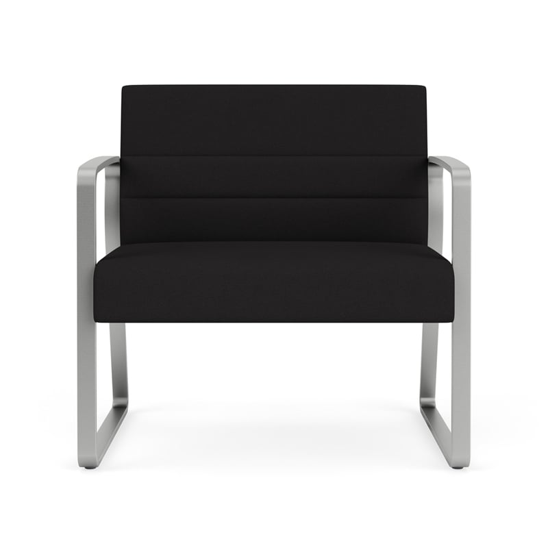 Waterfall Reception Waiting Sled Base Bariatic Chair / Silver Steel / Black