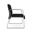 Waterfall Reception Waiting Sled Base Bariatic Chair / Silver Steel / Black