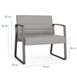 Waterfall Reception Waiting Sled Base Bariatic Chair / Silver Steel / Black