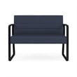Waterfall Reception Waiting Room Sled Base Loveseat / Black Steel / Blue