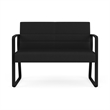 Waterfall Reception Waiting Room Sled Base Loveseat / Black Steel / Black