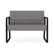 Waterfall Reception Waiting Sled Base Loveseat / Black Steel / Light Gray