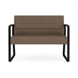 Waterfall Reception Waiting Room Sled Base Loveseat / Black Steel / Brown