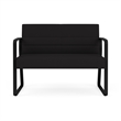 Waterfall Reception Waiting Room Sled Base Loveseat / Black Steel / Black