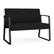 Waterfall Reception Waiting Room Sled Base Loveseat / Black Steel / Black