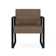 Waterfall Reception Waiting Sled Base Oversize Guest Chair / Black Steel / Brown