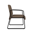 Waterfall Reception Waiting Sled Base Oversize Guest Chair / Black Steel / Brown