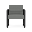 Waterfall Reception Sled Base Oversize Guest Chair / Black Steel / Light Gray