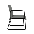 Waterfall Reception Sled Base Oversize Guest Chair / Black Steel / Light Gray