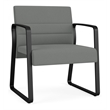 Waterfall Reception Sled Base Oversize Guest Chair / Black Steel / Light Gray