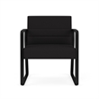 Waterfall Reception Waiting Sled Base Oversize Guest Chair / Black Steel / Black