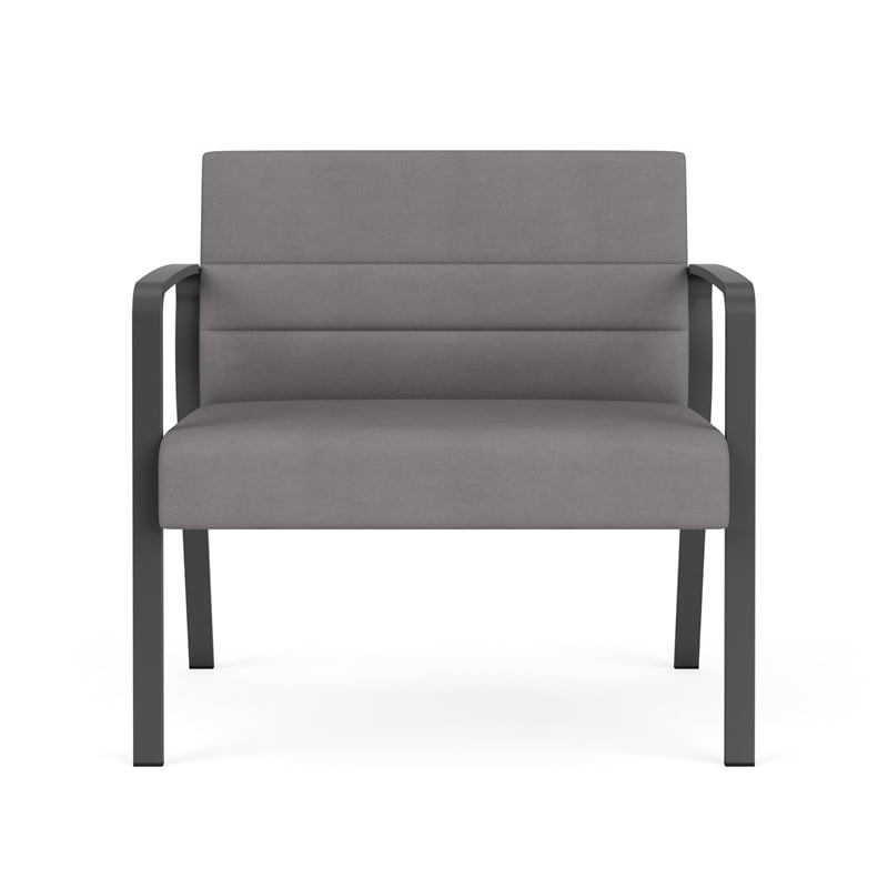 Waterfall Reception Waiting Bariatic Chair / Charcoal Steel / Light Gray
