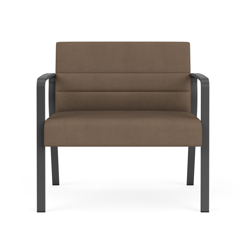 Waterfall Reception Waiting Room Bariatic Chair / Charcoal Steel / Brown
