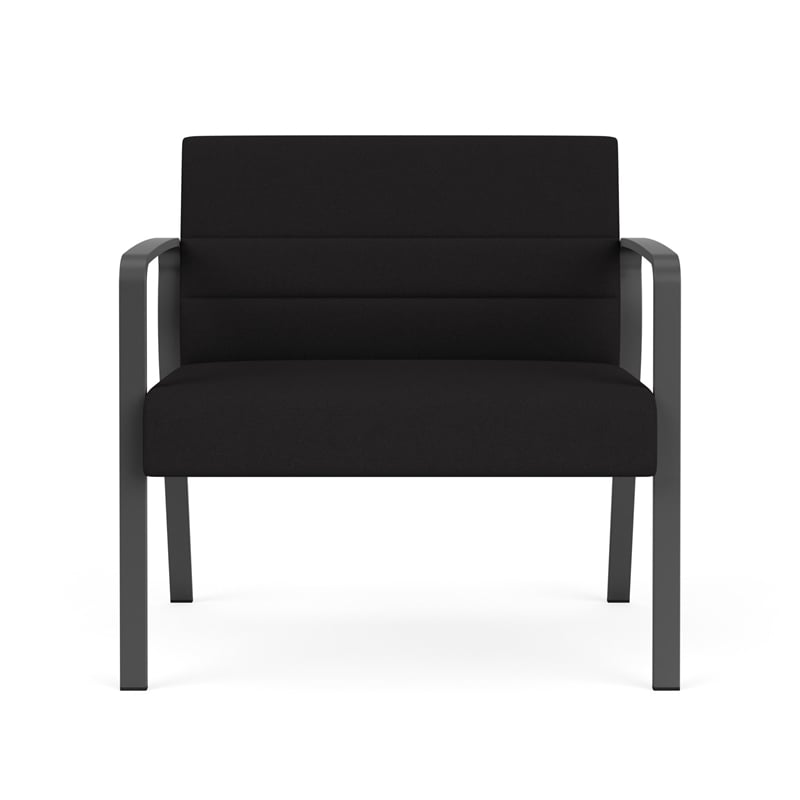 Waterfall Reception Waiting Room Bariatic Chair / Charcoal Steel / Black