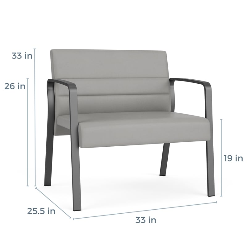 Waterfall Reception Waiting Room Bariatic Chair / Charcoal Steel / Black