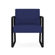 Waterfall Reception Waiting Sled Base Oversize Guest Chair / Black Steel / Blue