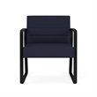 Waterfall Reception Sled Base Oversize Guest Chair / Black Steel / Navy Blue