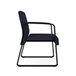 Waterfall Reception Sled Base Oversize Guest Chair / Black Steel / Navy Blue