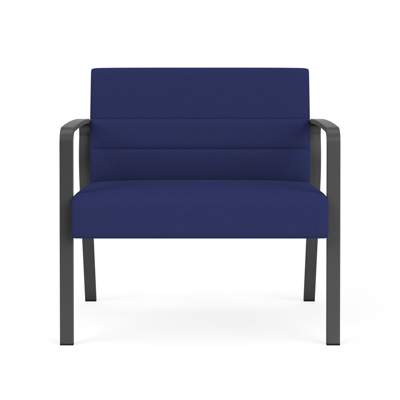 Waterfall Reception Waiting Room Bariatic Chair / Charcoal Steel / Blue