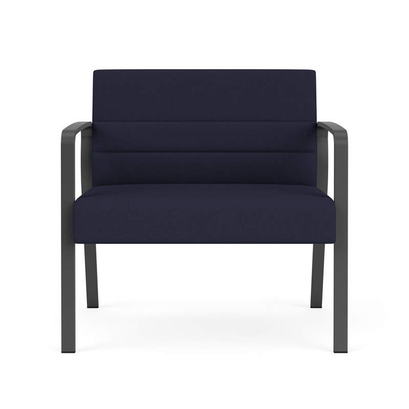 Waterfall Reception Waiting Bariatic Chair / Charcoal Steel / Navy Blue