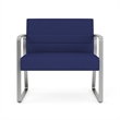 Waterfall Reception Waiting Sled Base Bariatic Chair / Silver Steel / Blue