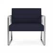 Waterfall Reception Waiting Sled Base Bariatic Chair / Silver Steel / Navy Blue