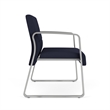 Waterfall Reception Waiting Sled Base Bariatic Chair / Silver Steel / Navy Blue