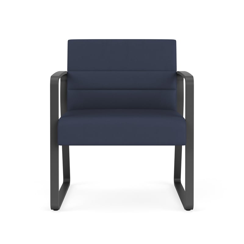Waterfall Reception Waiting Oversize Guest Chair / Charcoal Steel / Blue