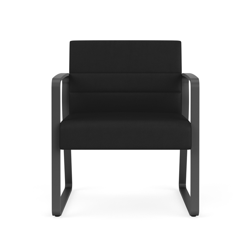 Waterfall Reception Waiting Oversize Guest Chair / Charcoal Steel / Black