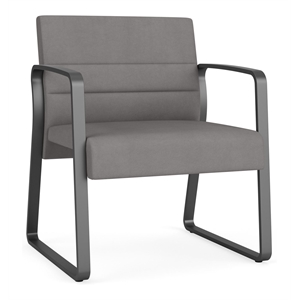 Waterfall Reception Waiting Oversize Guest Chair / Charcoal Steel / Light Gray