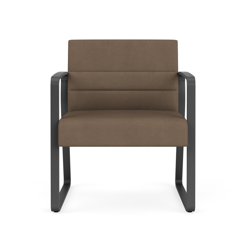 Waterfall Reception Waiting Oversize Guest Chair / Charcoal Steel / Brown
