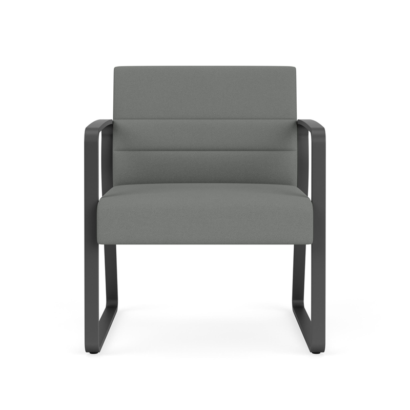Waterfall Reception Sled Base Oversize Guest Chair / Charcoal Steel / Light Gray
