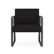 Waterfall Reception Sled Base Oversize Guest Chair / Charcoal Steel / Black