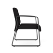 Waterfall Reception Sled Base Oversize Guest Chair / Charcoal Steel / Black
