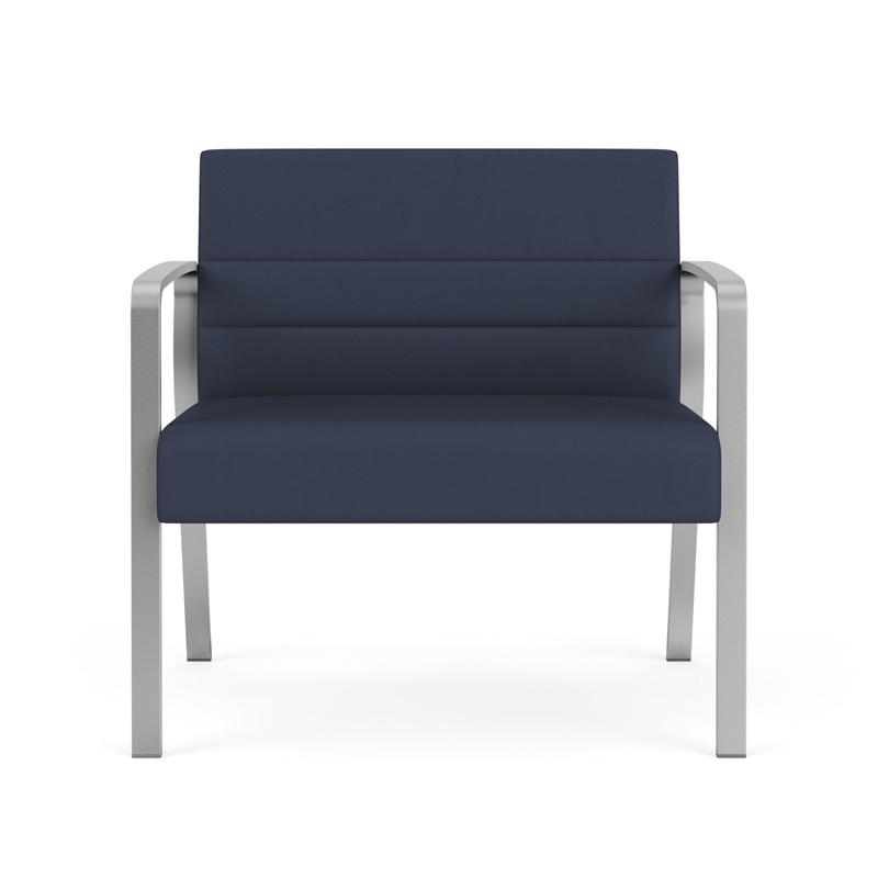 Waterfall Reception Waiting Room Healthcare Bariatic Chair / Silver Steel / Blue