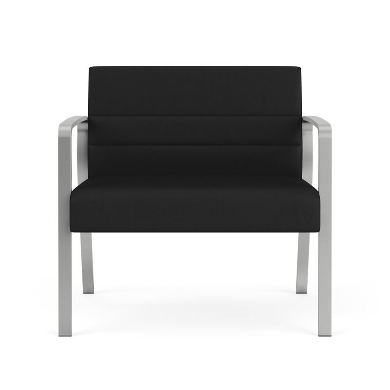 Waterfall Reception Waiting Room Bariatic Chair / Silver Steel / Black