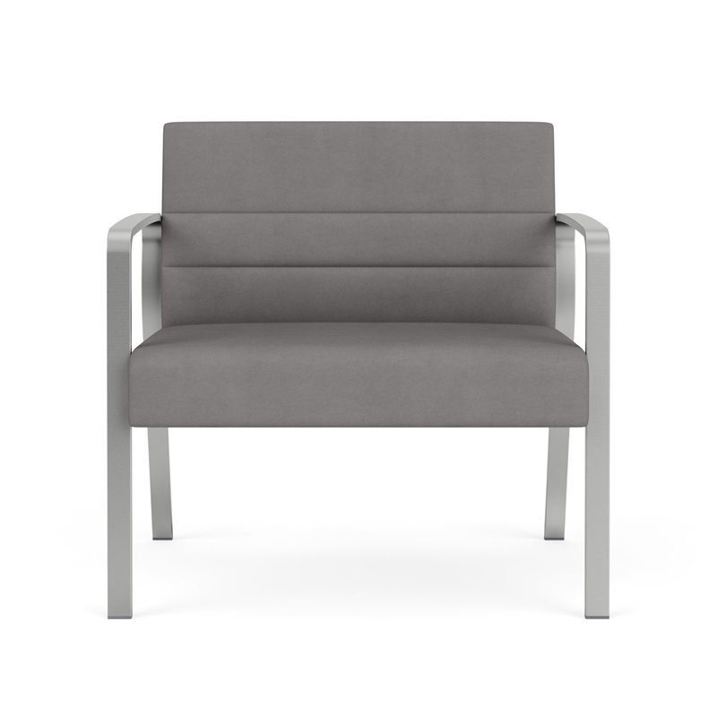 Waterfall Reception Waiting Bariatic Chair / Silver Steel / Light Gray
