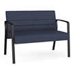 Waterfall Reception Waiting Room Healthcare Loveseat / Black Steel / Blue